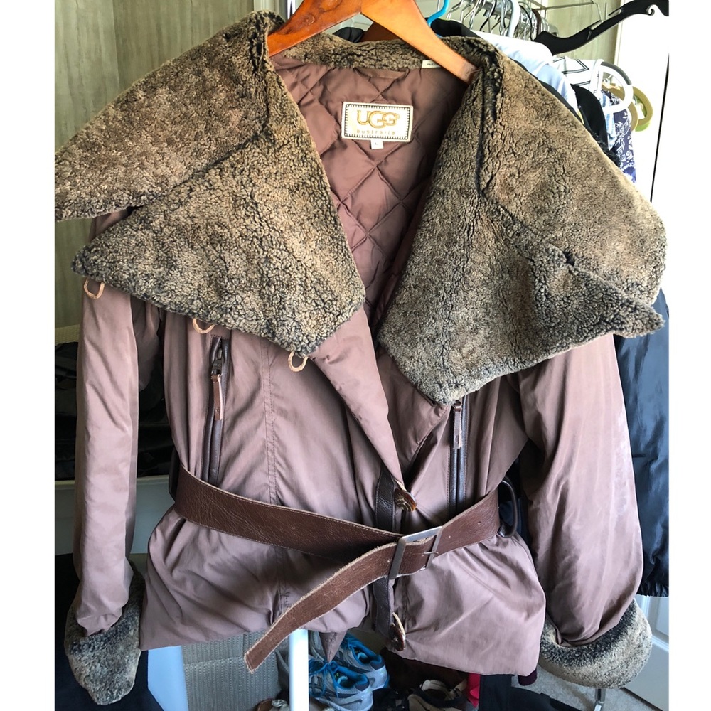 UGG Winter Coat with Shearling + Leather Details